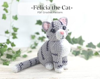 Cat Amigurumi Crochet Pattern: Striped Kitten Plushie (PDF Pattern)