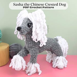 Chinese Crested Dog Crochet Pattern, Amigurumi Puppy PDF