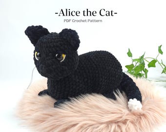 Padrão de gato amigurumi, gato de crochê, gato preto fofo
