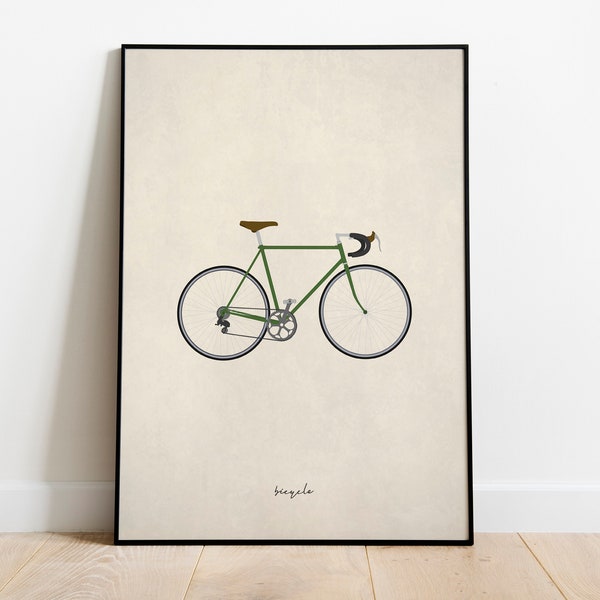 vintage road bike green | bicycle poster vintage | road bike | cycling poster A3