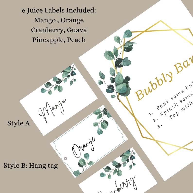 Bubbly Bar Printable Templates, Bubbly Bar Sign, Bridal Shower ...