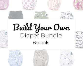 Build Your Own 6-pack pocket cloth diapers with 3-layer diaper inserts | Bubble Butt Baby