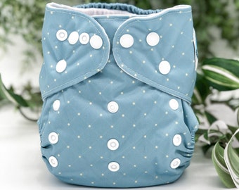 Pocket Cloth Diaper in Blue "Wellington" Print with 3-Layer Diaper Insert | Bubble Butt Baby