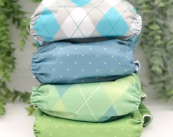 Regent Street Collection, 4 pocket cloth diapers with 3-layer diaper inserts | Bubble Butt Baby