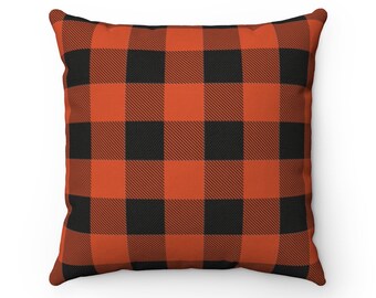orange plaid pillow
