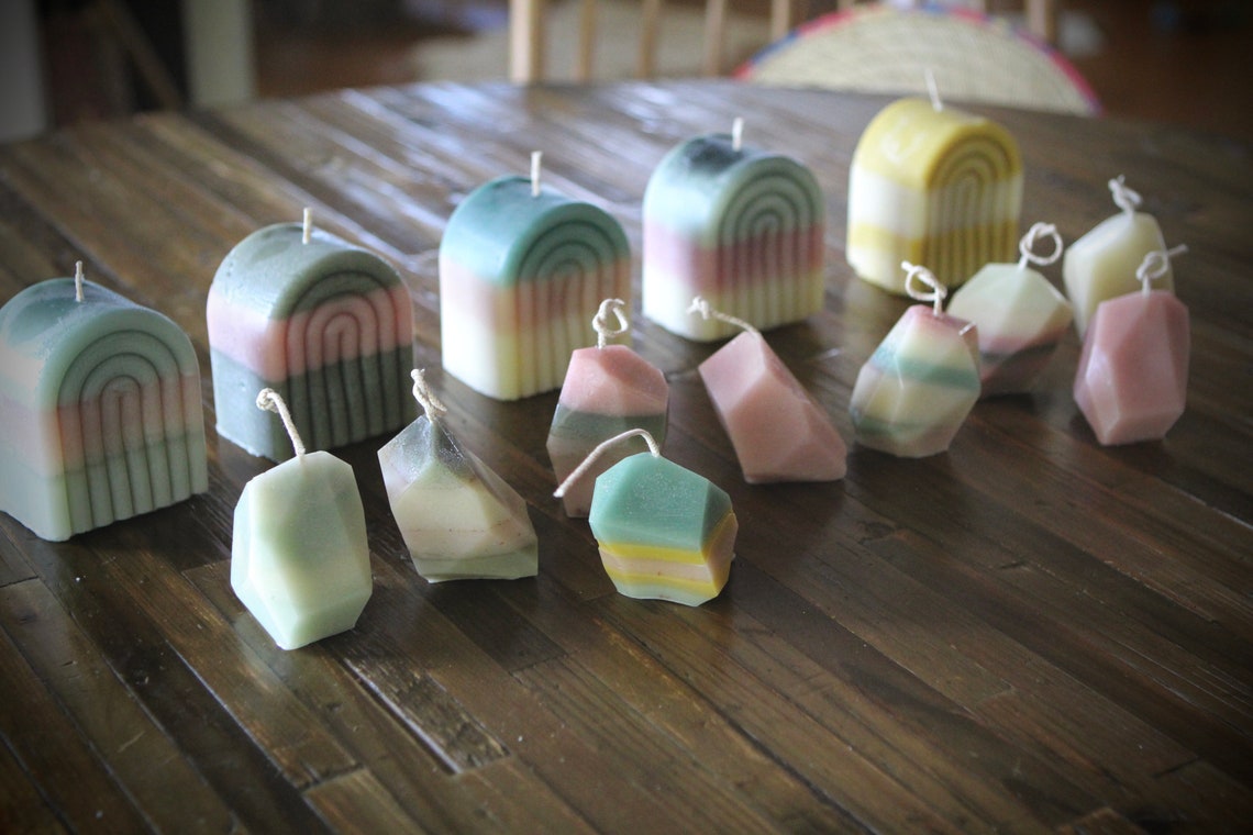 Rainbow Beeswax Candles 100 Beeswax and Natural Plant Dyes Etsy