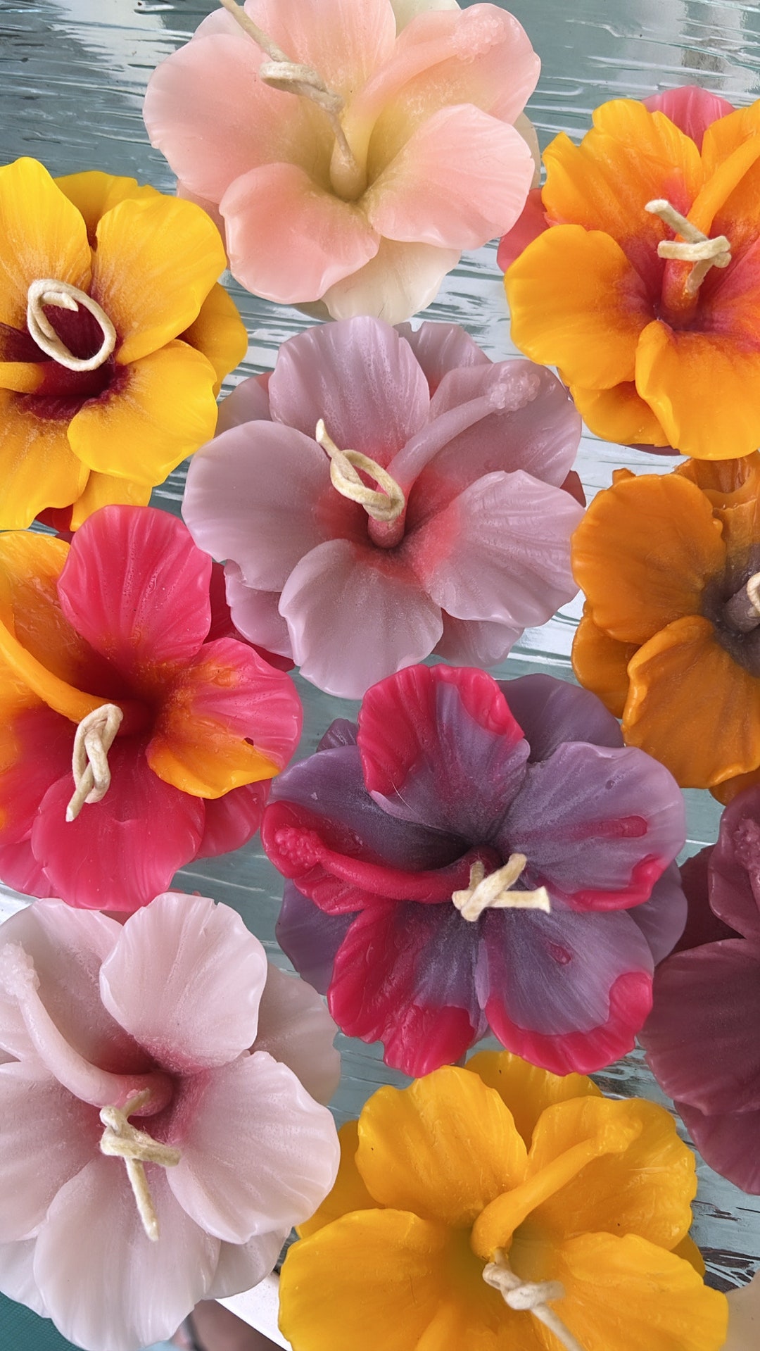 Hibiscus Floating Candles 100 Beeswax and Natural Plant Dyes Etsy