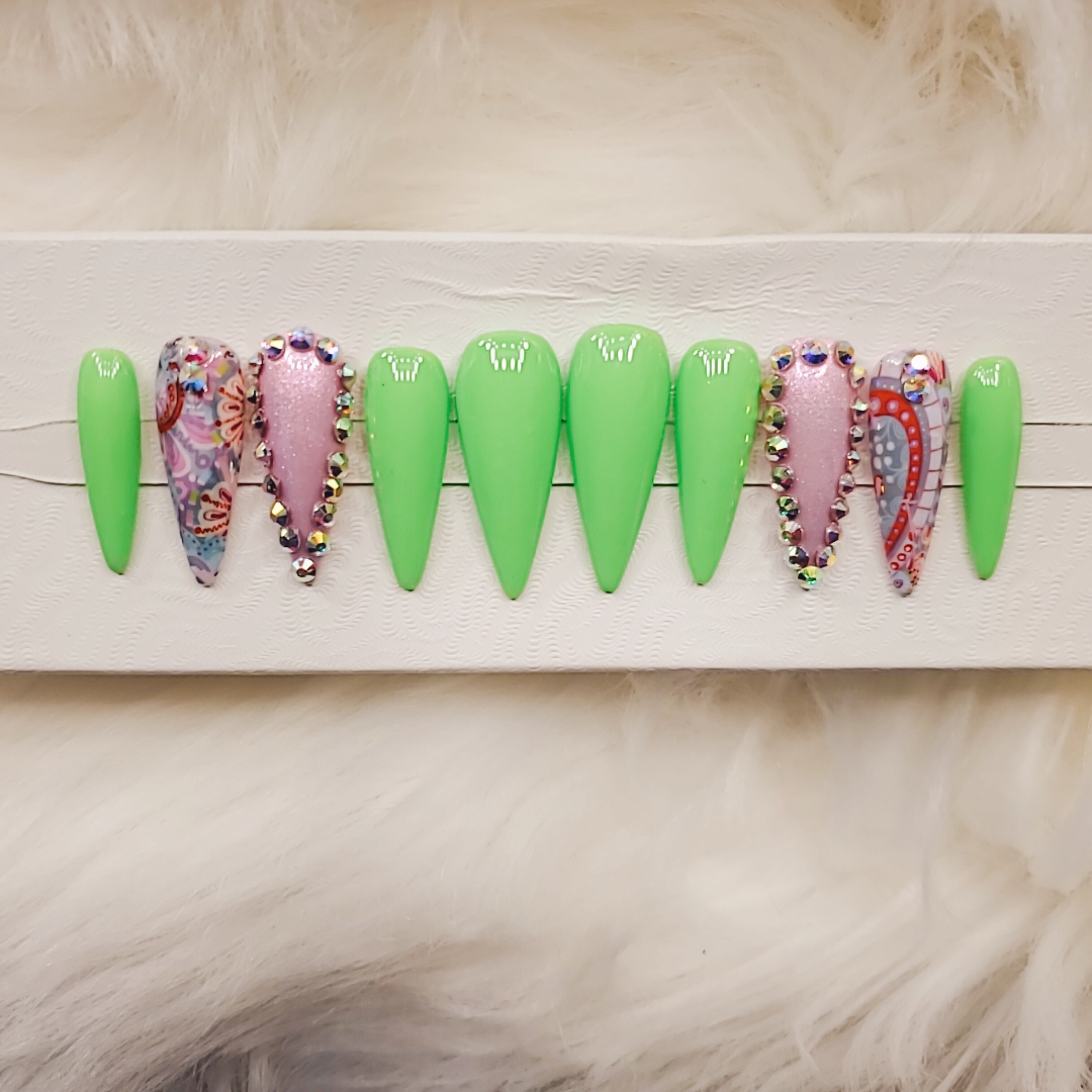 Press on Nails Fancy Nails pretty nails diamond nails pink Etsy