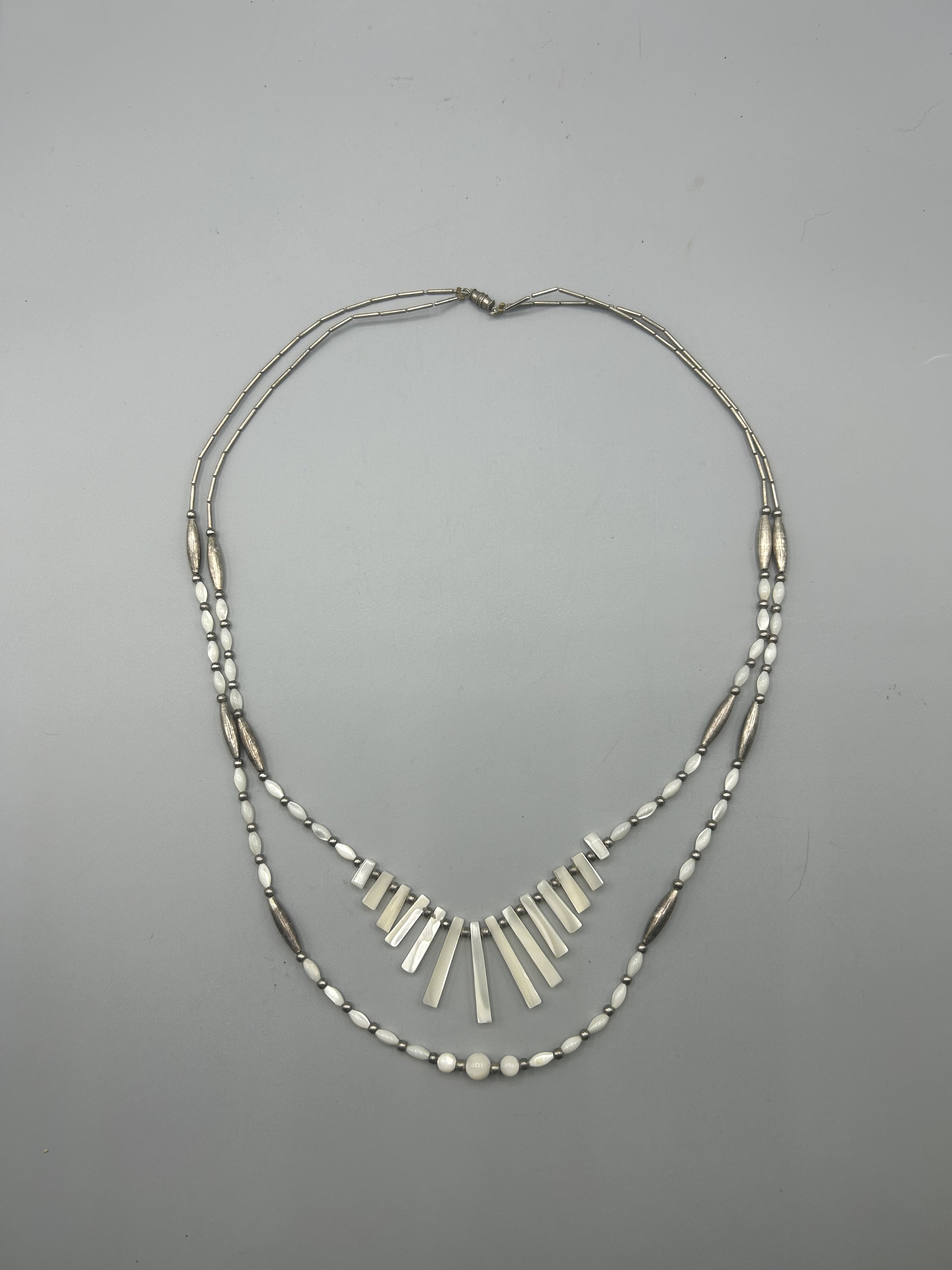 Navajo Native Indian Southwest Liquid Silver Mother of Pearl Bib ...