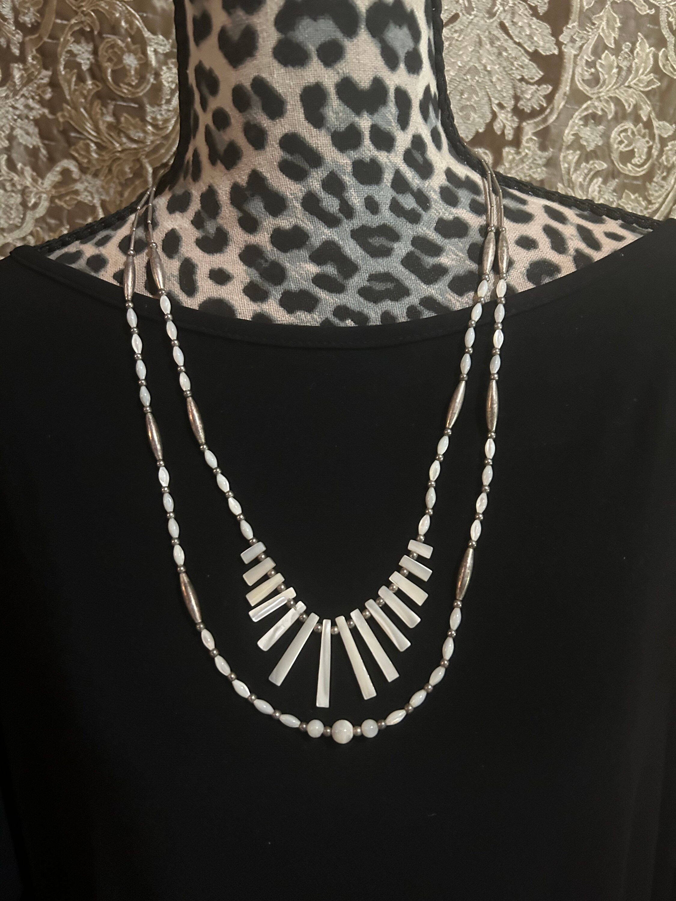Navajo Native Indian Southwest Liquid Silver Mother of Pearl Bib ...