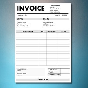 invoice template editable printable invoice template google etsy
