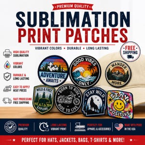 Custom Sublimation Print Patches | Full Color Logo, Hat, Jacket, Bag Patch image 1