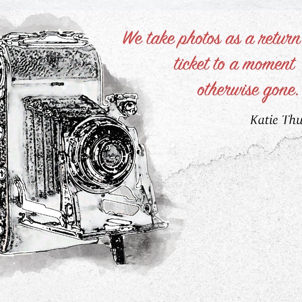 Vintage Camera Digital Download- Agfa Ansco Folding Camera with Inspirational Quote by Katie Thurmes