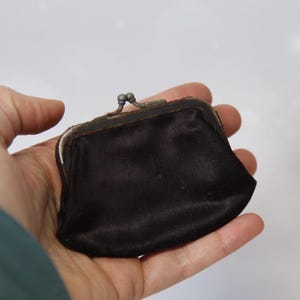 Vintage history lovers 1950s Black Fabric Coin Purse | Silver Tone Clasp | Classic Midcentury Accessory