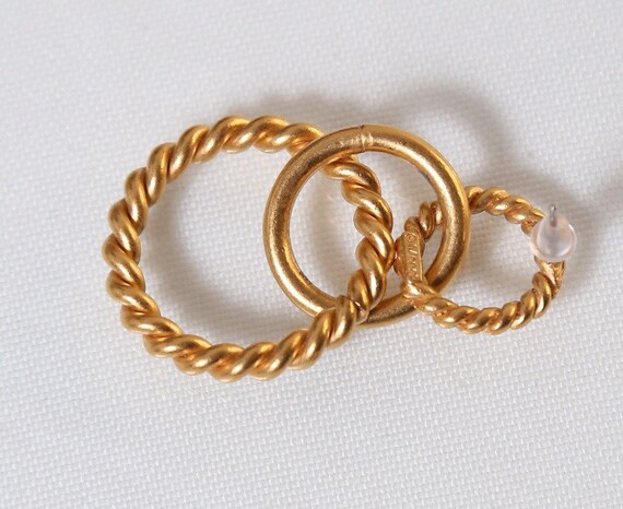 Monet gold tone twisted rope linked earrings doub… - image 6