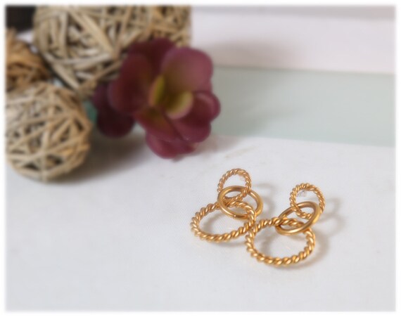 Monet gold tone twisted rope linked earrings doub… - image 3