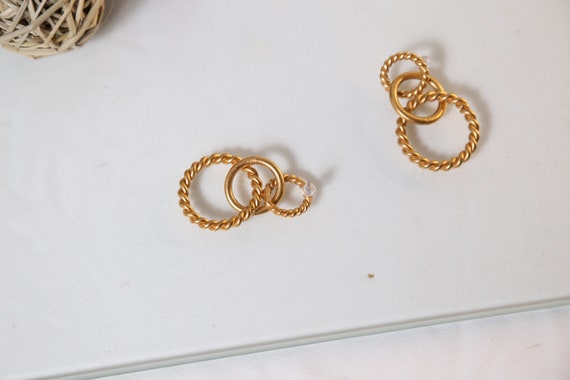 Monet gold tone twisted rope linked earrings doub… - image 9