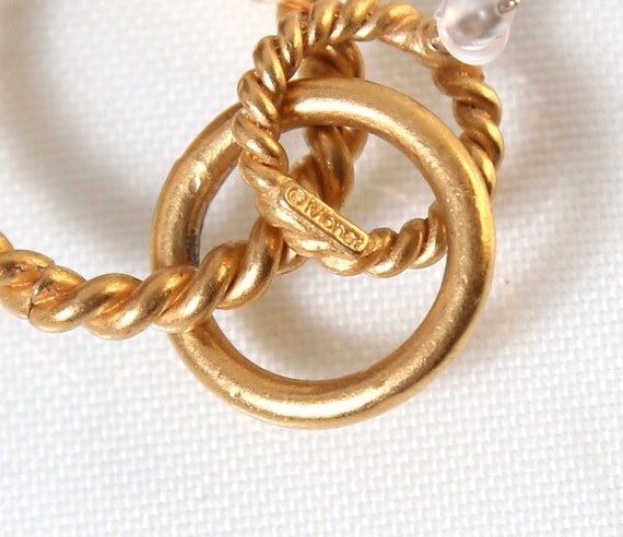 Monet gold tone twisted rope linked earrings doub… - image 8