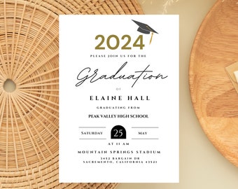 Graduation invitation template printable Editable Electronic graduation invite Grad announcement Class of 2024 College 