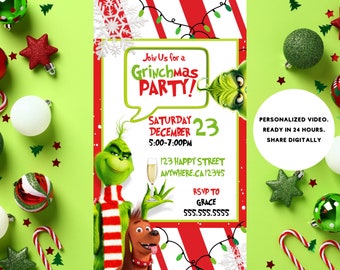 Editable Party Invitation | Merry Grinchmas invitation | Christmas Invitation, Template Editable-Printable | Digital Download