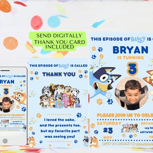 Boys Birthday Invitation Template, Boys Birthday Party Invites, Boys Invitation, Editable Blue Dog Birthday Invitation, Boys Party Invites. image 3