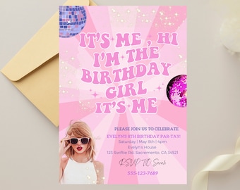 Self Editable Digital Birthday Invitation, Music Party Invite, Eras Party Decorations, Birthday Party Invitation, In My Birthday Era