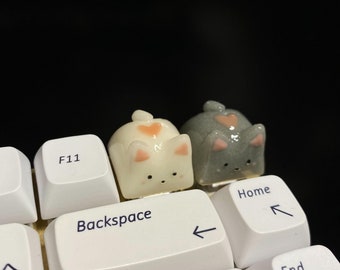 Handmade Matching Cat Keycaps | Artisan Kitty Keyboard Decor