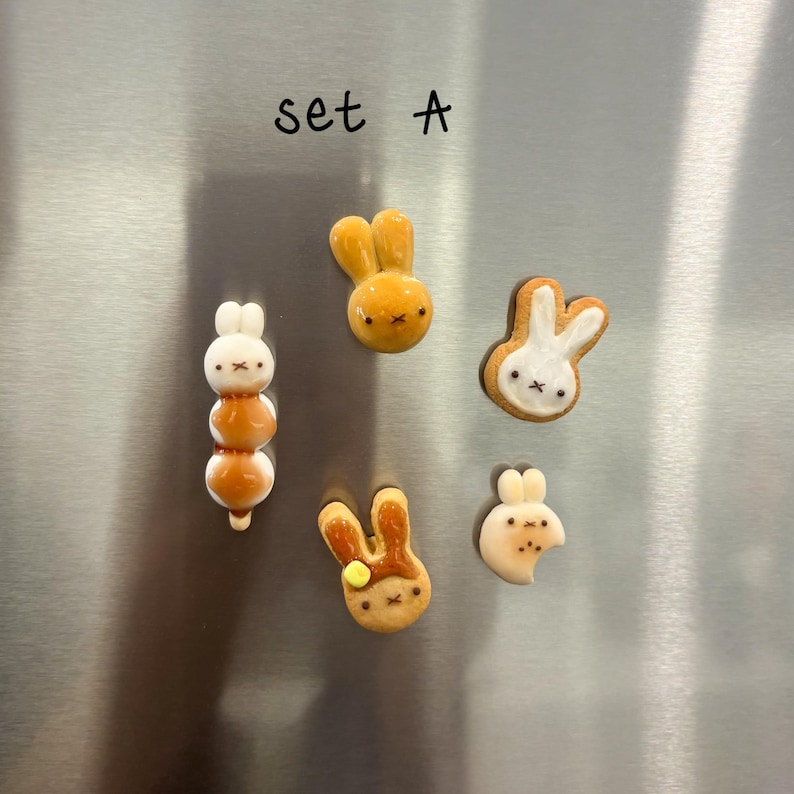 Cute Bunny Fridge Magnets | Kawaii Cookie-inspired Bunny Magnet Set ...