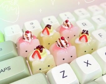 Matcha Strawberry Bear Sundae Keycap | Artisan Keycap