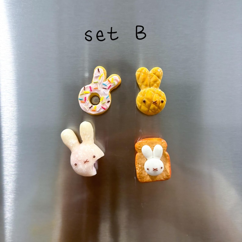 Cute Bunny Fridge Magnets | Kawaii Cookie-inspired Bunny Magnet Set ...