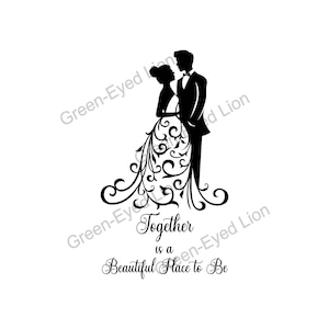 Wedding Couple Silhouette SVG: T-Shirt, Calendar, Cup File (Digital File)