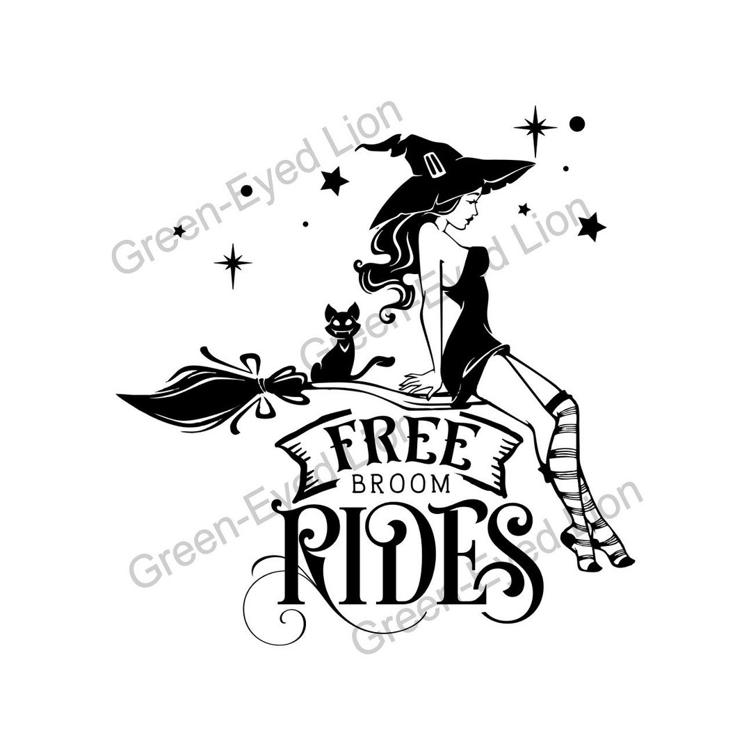 Free Broom Rides Halloween Digital File- Sexy Witch on a Broom for T ...