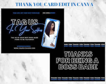Thank you Card -Editable Thank you card-Edit in Canva-Business Template