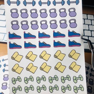Exercise Planner Sticker Sheet, Bullet Journal, Scrapbook