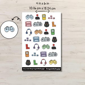 Foglio di adesivi per Gamer Planner, Videogioco, Serata di gioco, Bullet Journal, Album, Foglio di adesivi decorativi