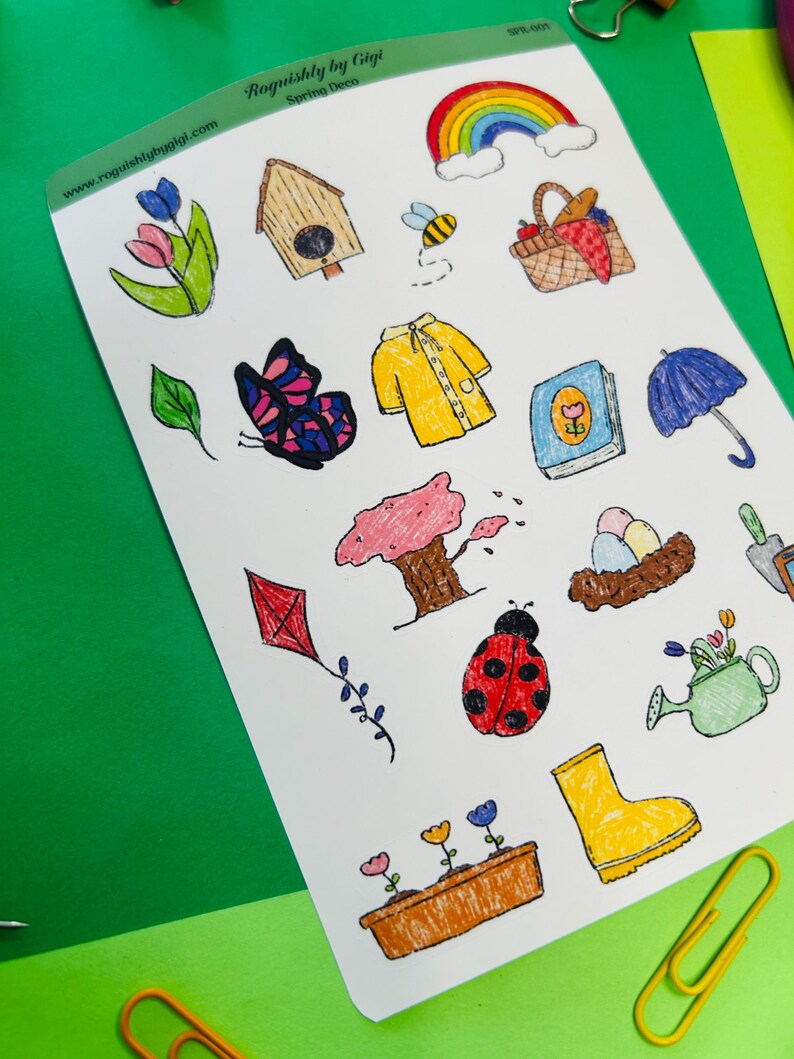 Spring Day Planner Stickers, Kawaii Sticker Sheet, Pastel Flowers - Etsy