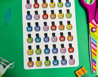 Nail Polish Planner Sticker Sheet, Manicure, Pedicure Reminder, Functional Stickers, Journal, Bujo, Scrapbook Stickers, Appointments