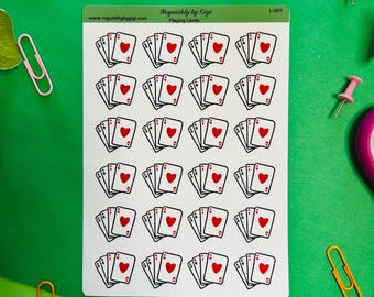Playing Card Planner Sticker Sheet, Scrapbook, Journal, Doodles, Illustration, Bujo, Deco, Card Games Icon Stickers, Poker