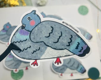 かわいい鳩のステッカー、都会の鳥、動物愛好家、鳥のイラスト、ダイカットステッカー、ウォーターボトルデカール、防水ビニール
