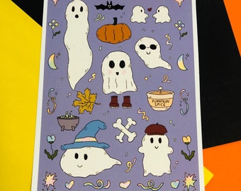 Ghost Art Print, Halloween Art Print, Digital Illustration