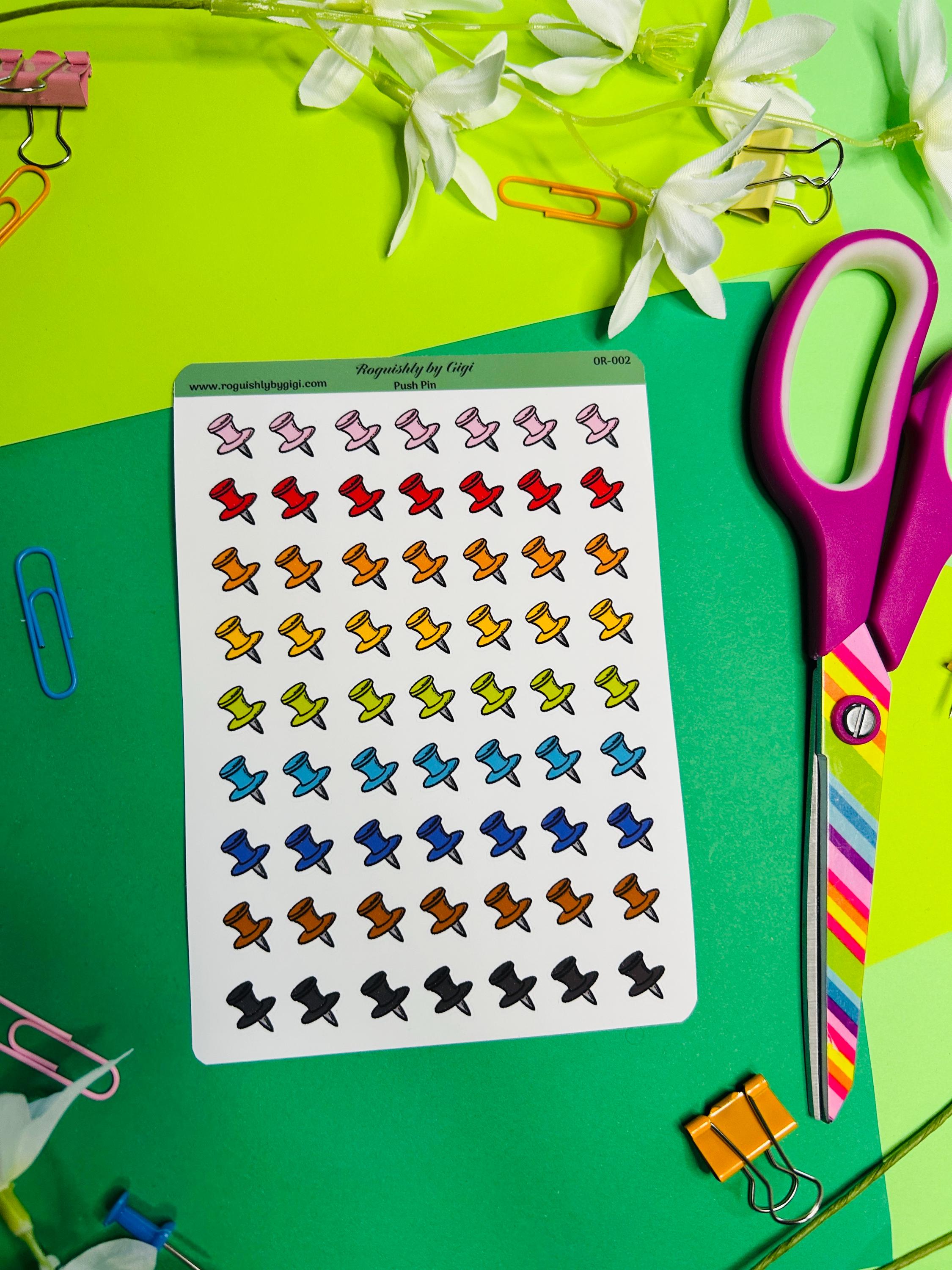 Push Pin Planner Stickers, Mini Icon Sticker, Reminders for Journals ...