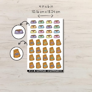 Pet Food Planner Sticker Sheet, Cute Dog and Cat Icon Sticker, Scrapbook, Journal, Doodles, Illustration, Bujo, Deco, Bullet Journal