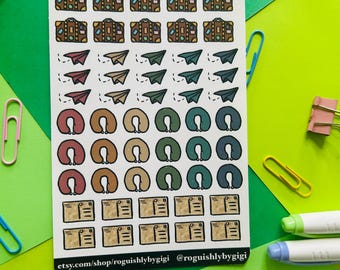 Travel Planner Stickers Sheet, Bullet Journal, Scrapbooking
