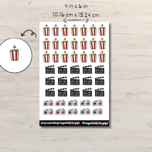 Movie Planner Sticker Sheet, Cinema, Movie Theatre, Bujo, Scrapbook Stickers