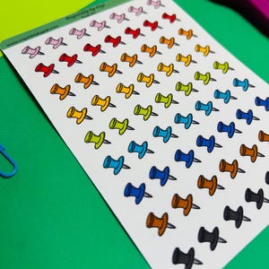 Push Pin Planner Stickers, Mini Icon Sticker, Reminders for Journals, Planners, Calendars, and Bujo