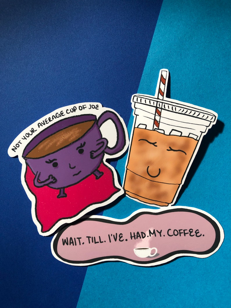 Coffee Sticker Set Cute Coffee Funny Coffee Stickers Vinyl Etsy