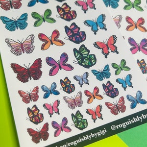 Colorful Butterflies Planner Sticker Sheet, Stickers for Journal, Scrapbook, Bujo, Deco