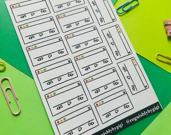Currently Listening To Planner Sticker Sheet, Bullet Journal, Scrapbook, Playlist Planner Stickers