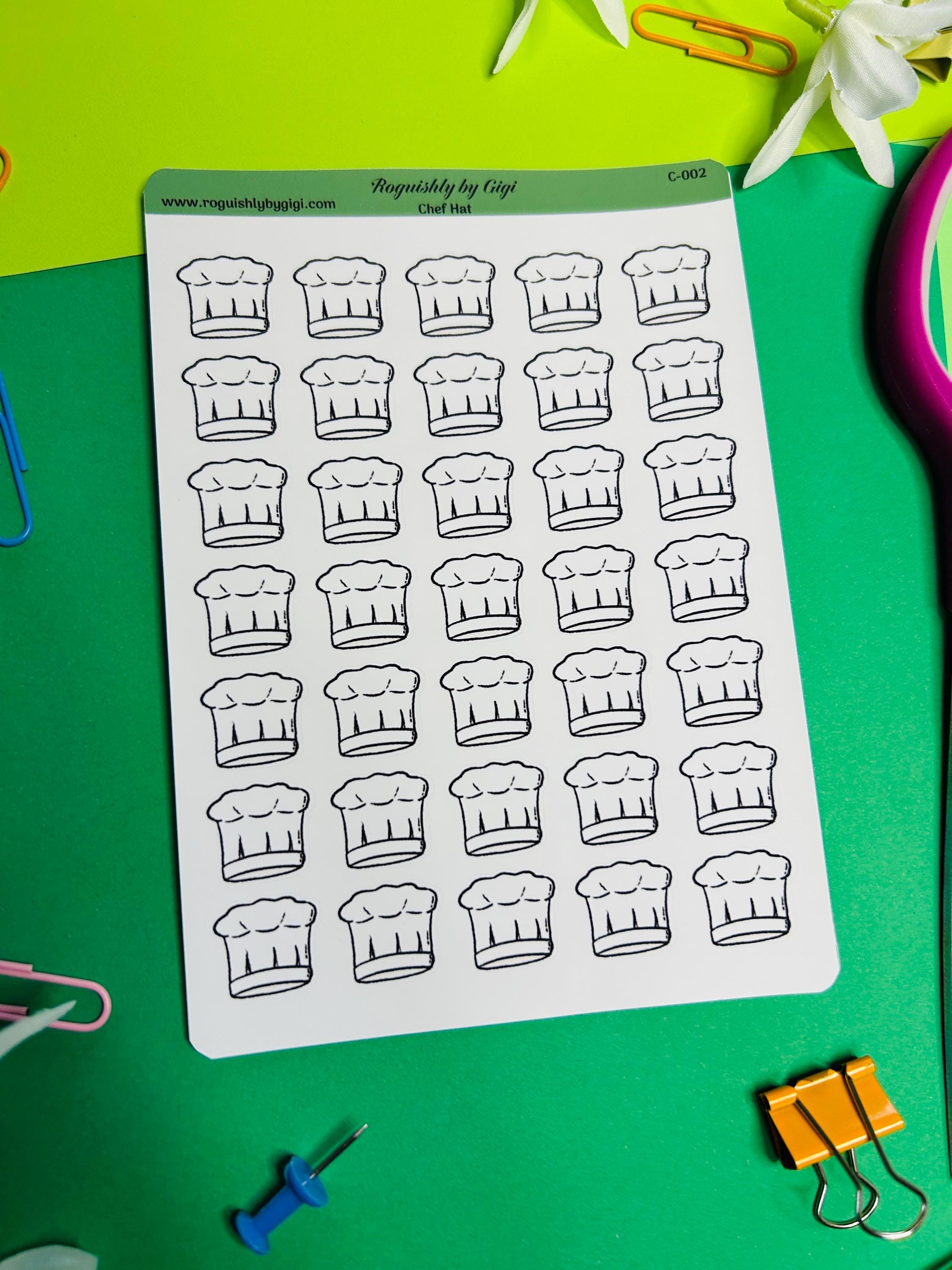 Chef Hat Planner Stickers, Cooking Icon Planner Sticker Sheet, Meal ...
