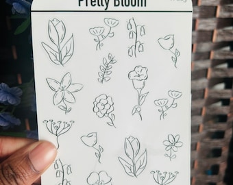 Clear Flower Stickers, Transparent Stickers, Floral,